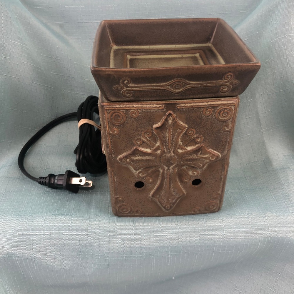 Scentsy DSW-HOPE Celtic Cross Electric Wax Warmer Brown Green Ceramic